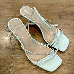 White shirt sandal heel